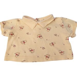 Disney Winnie The Pooh Infant Vintage Y2K Yellow All Over Print‎ Cropped Top